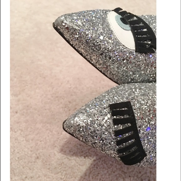 Chiara Ferragni Flirting Eyes Pointy Toe Flats - Picture 5 of 7